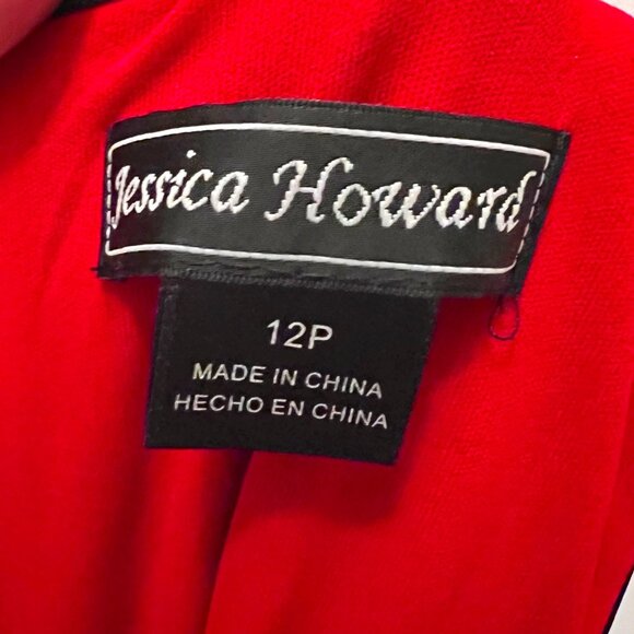 Jessica Howard Beaded/Sequins Waistline-Black Sheer/Red Lining-Size 12P-Formal - Picture 13 of 15